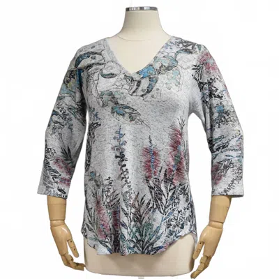 Inoah Women's Callistemon Fitted Top In Grey Multi In Gray