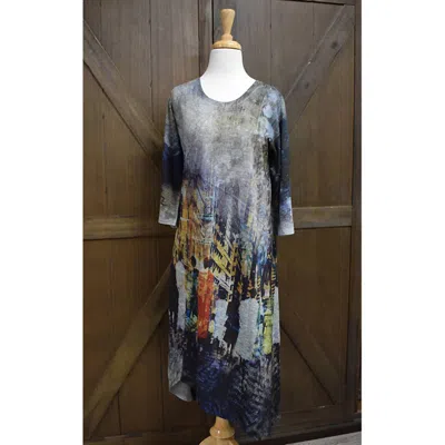Inoah Women's City Scape Dress In Grey Multi In Blue