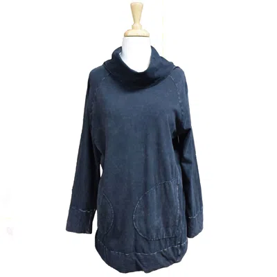 Inoah Women's Cowl Neck Top In Black In Blue
