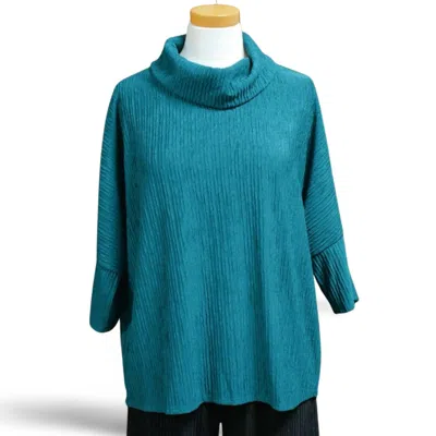 Inoah Women's Cowl Neck Top In Blue Green