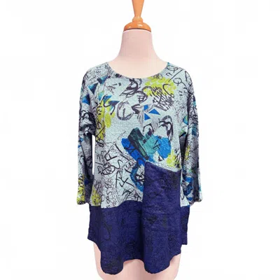 Inoah Women's Graffiti Twist Tunic In Blue In Multi