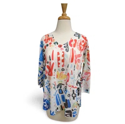 Inoah Women's Lost Letters Top In White Multi