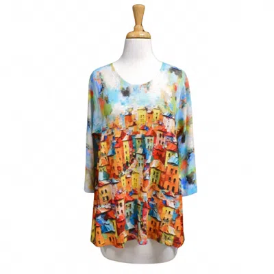 Inoah Women's Rainbow Village Top In Blue Multi