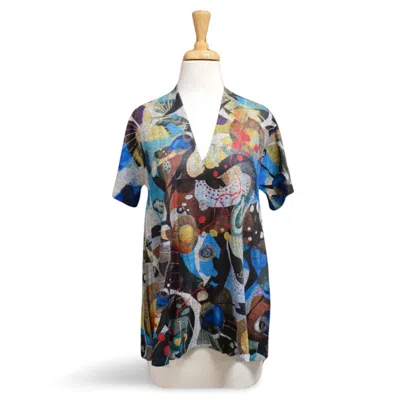 Inoah Women's Sea Flowers Top In Blue In Multi
