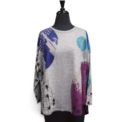 Inoah Women's Sorbet Dolman Top In Grey Multi In White