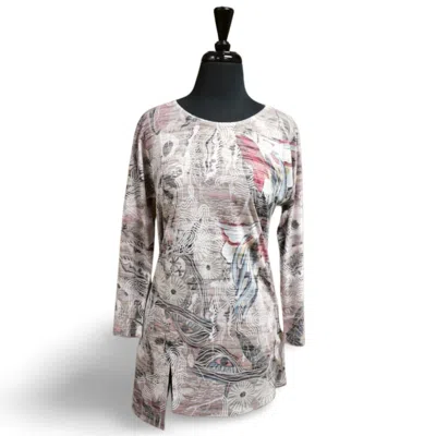 Inoah Women's Tulip Print Top In Grey In Multi