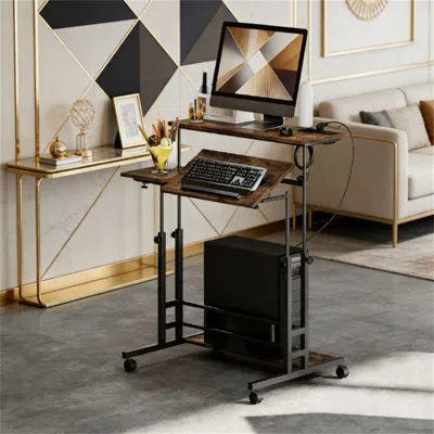 Inoleesk 114 Inch L-shaped Desk With Power Outlets & Usb-c, Industrial Computer Desk With 6 Fabric Drawers, 3