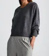 In/one Amara Cashmere Long Sleeve Crop Top In Thunder