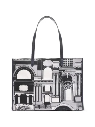 Inoui Editions Architectural-print Tote Bag In Gray