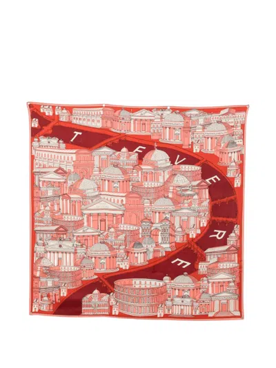 Inoui Editions Architecture-print Scarf In Red