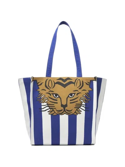 Inoui Editions Baldo Tiger-print Tote Bag In Blue