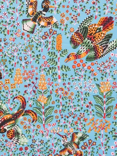Inoui Editions Bird-print Scarf In Blue