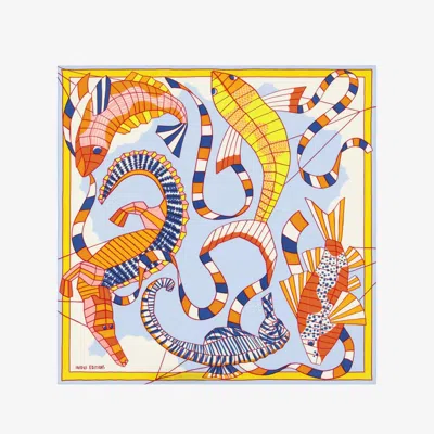 Inoui Editions Carre 65 Cerfs Volants Square Scarf In Orange In Multi