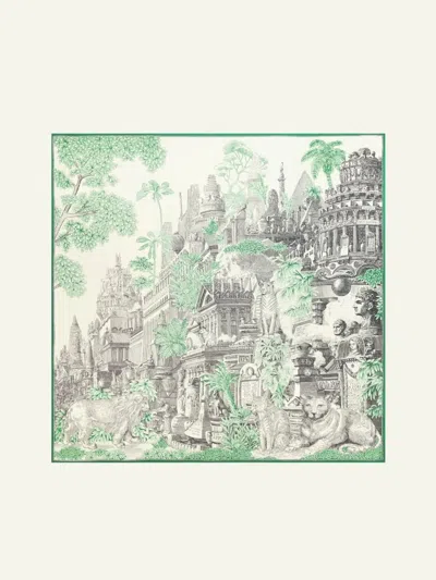 Inoui Editions Graphic-print Silk-blend Scarf In Green
