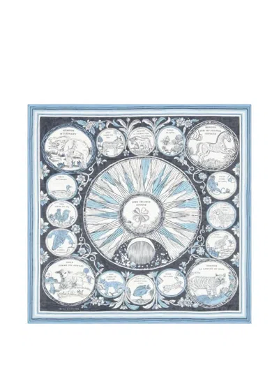 Inoui Editions Graphic-print Square Scarf In Blue