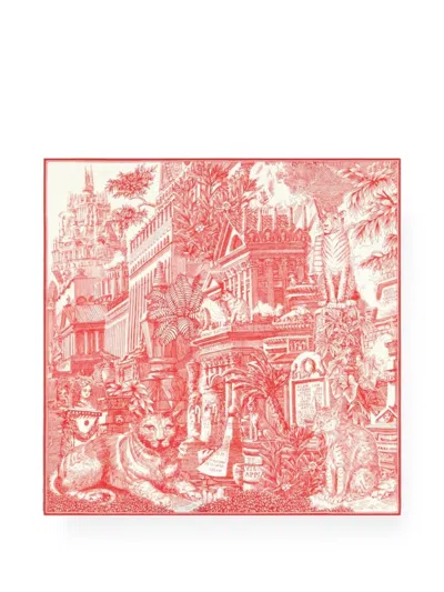 Inoui Editions Graphic-print Square Scarf In Red