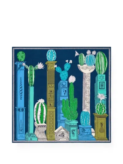 Inoui Editions Inoui Cactus-print Scarf In Blue