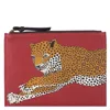 Inoui Editions Leaping Leopard Canvas Pouch In Animal Print