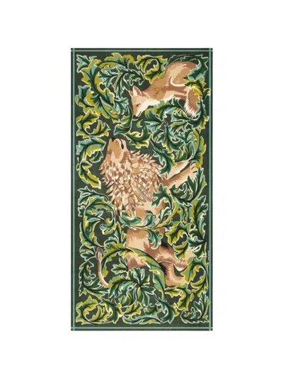 Inoui Editions Leonard Animal-print Wool Scarf In Green