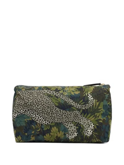 Inoui Editions Mike Leopard-print Make-up Bag In Green