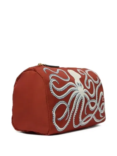 Inoui Editions Octopus Print Make-up Bag In Orange