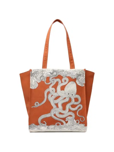 Inoui Editions Poseidon Graphic-print Tote Bag In Orange