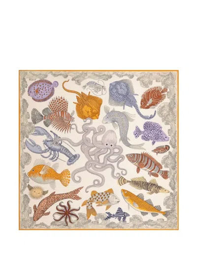 Inoui Editions Poseidon Hand-printed Scarf In Multi