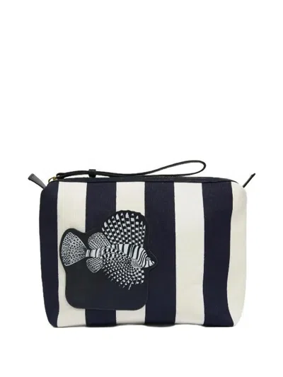 Inoui Editions Poseidon Striped Make Up Bag In Black