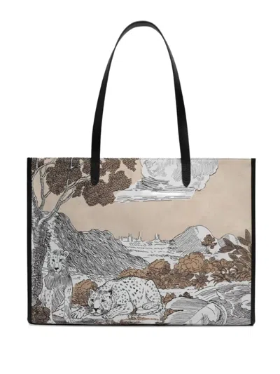 Inoui Editions Printed Shoulder Bag In Neutral