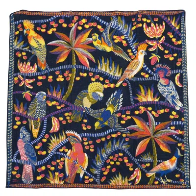 Inoui Editions Square Cerise Cotton Scarf In Blue