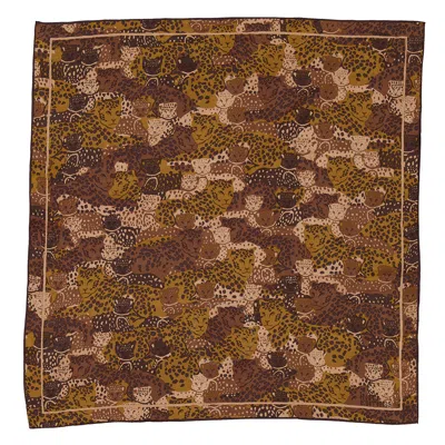 Inoui Editions Tetris Square Cotton Silk Scarf In Brown