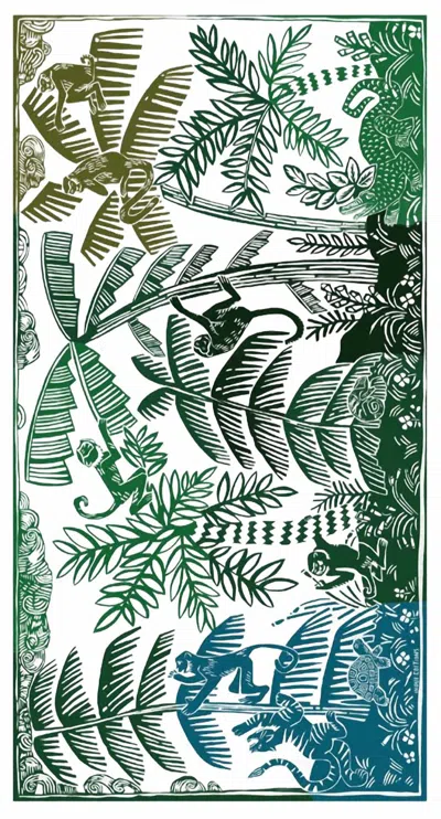 Inoui Editions Unisex Jungle Scarf In Green In Multi
