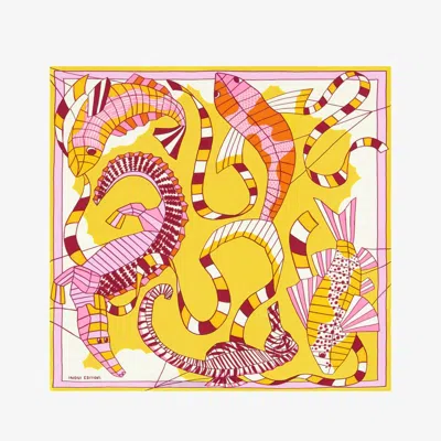 Inoui Editions Women's Carre 65 Cerfs Scarf In Volants Yellow In Multi