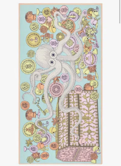 Inoui Editions Women's Etole 100 Octopus Scarf In Turquoise In Black