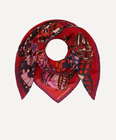 Inoui Editions Women's Papillons Red Wool Scarf