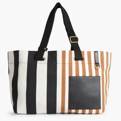 Inoui Editions Women's Sac Street Tricolor Stripe Tote Bag In Black In Multi