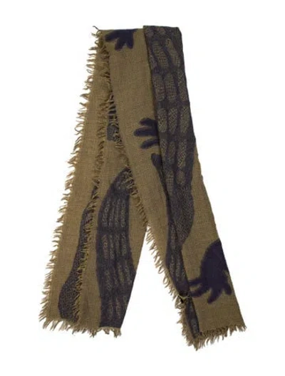 Pre-owned Inoui Editions Wool Graphic Print Scarf In Green