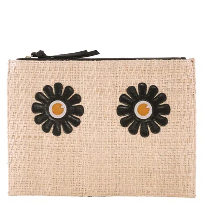 Inoui Editions Woven Daisy Embroidered Pouch In Multi