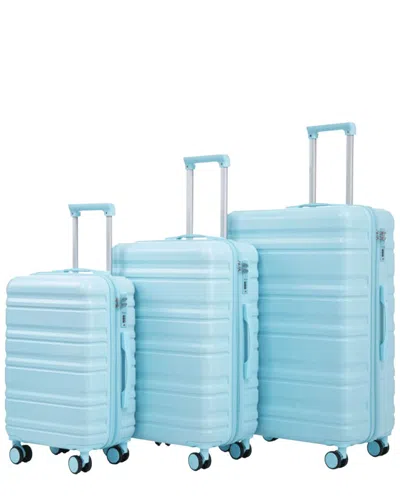 Inq Products 3pc Abs Spinner Wheel Luggage Set With Combination Lock In Blue