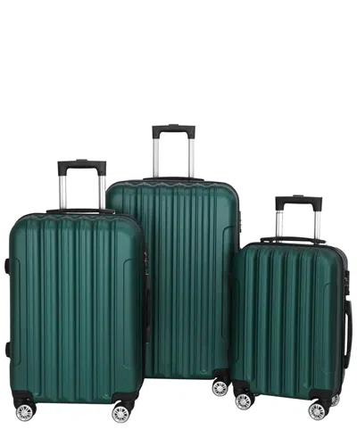 Inq Products 3pc Large Capacity Suitcase Set In Green