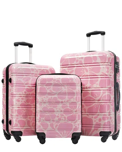 Inq Products 3pc Lightweight Spinner Suitcase Set With Tsa Lock In Pink