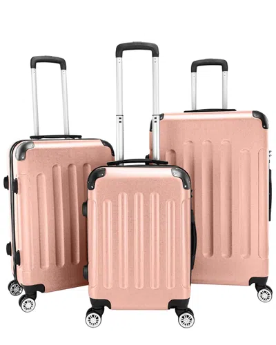 Inq Products 3pc Portable Abs Trolley Case Set In Pink
