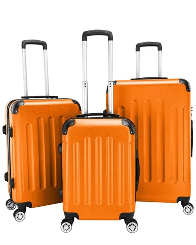Inq Products 3pc Portable Abs Trolley Case Set In Orange