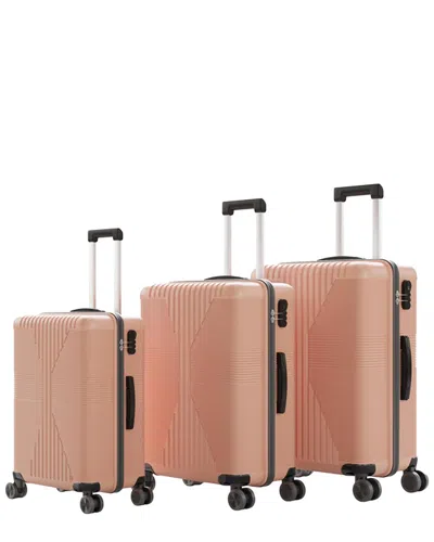 Inq Products 3pc Trolley Case Set With Non-tsa Customs Lock In Brown