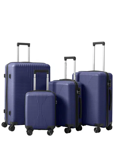 Inq Products 4pc Trolley Case Set With Non-tsa Customs Lock In Blue