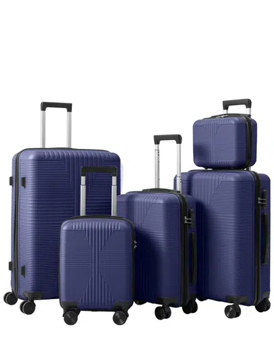 Inq Products 5pc Trolley Case Set With Non-tsa Customs Lock In Blue