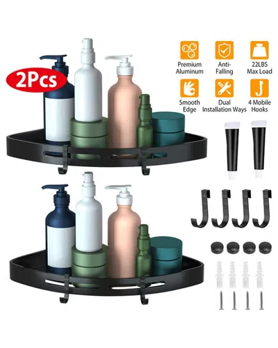 Inq Products Bath Corner Shower Shelf Organizer In Black