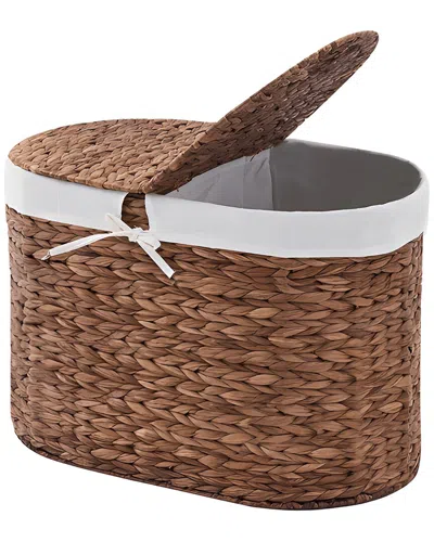 Inq Products Oval Water Hyacinth Laundry Hamper In Brown