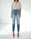 Insane Gene Cropped Girlfriend Stretched Jean In Medium Wash In Multi