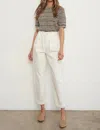 Insane Gene High Rise Elastic Paperbag Waist Slouch Jeans In White In White